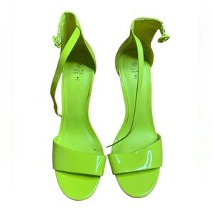 Call It Spring Neon Green Strappy Heels - Vegan Leather - Size 9